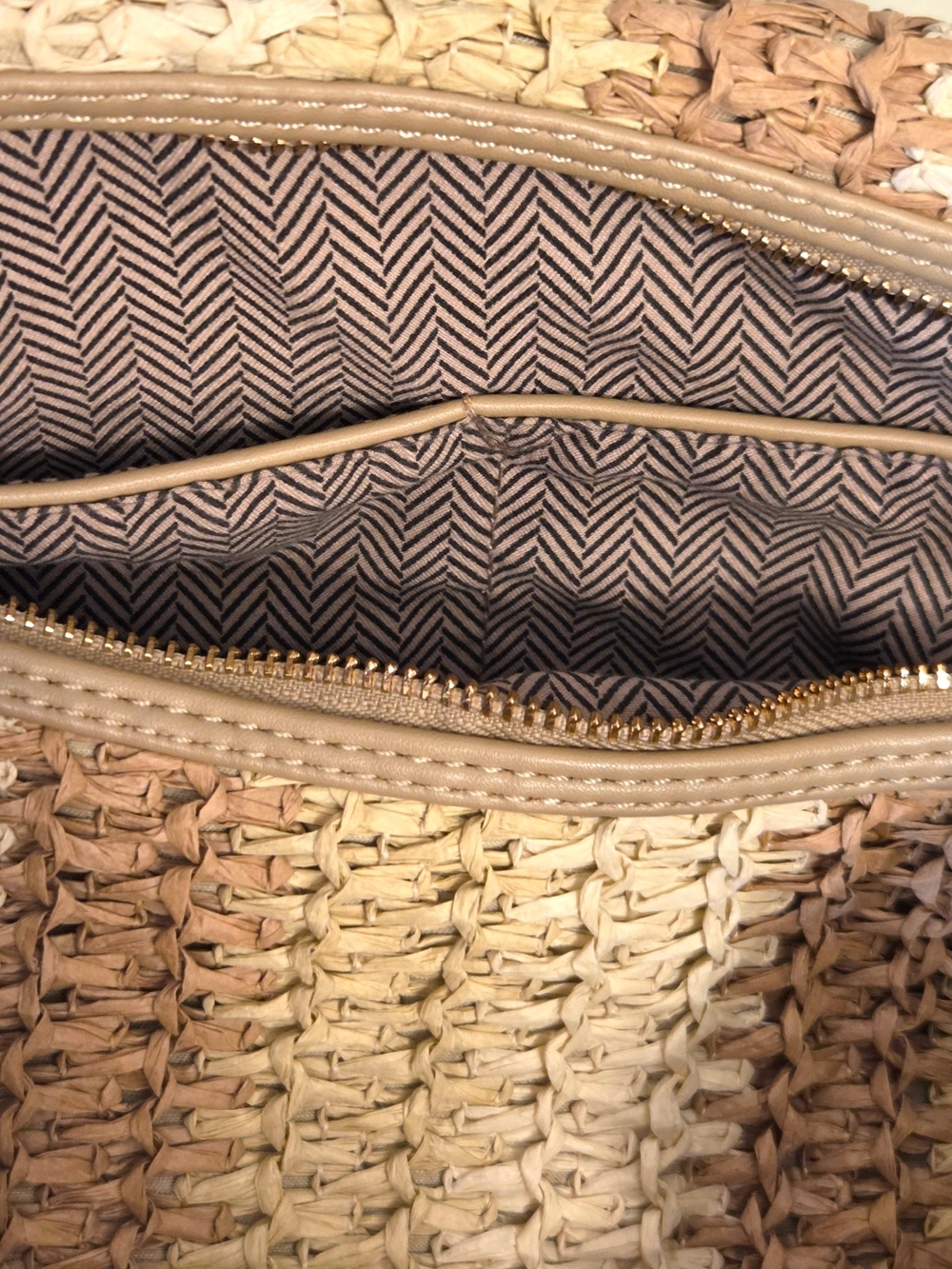 Urban Expressions Striped Woven Straw Hobo Bag Shoulder Slouchy Tote Neutral - Picture 11 of 16